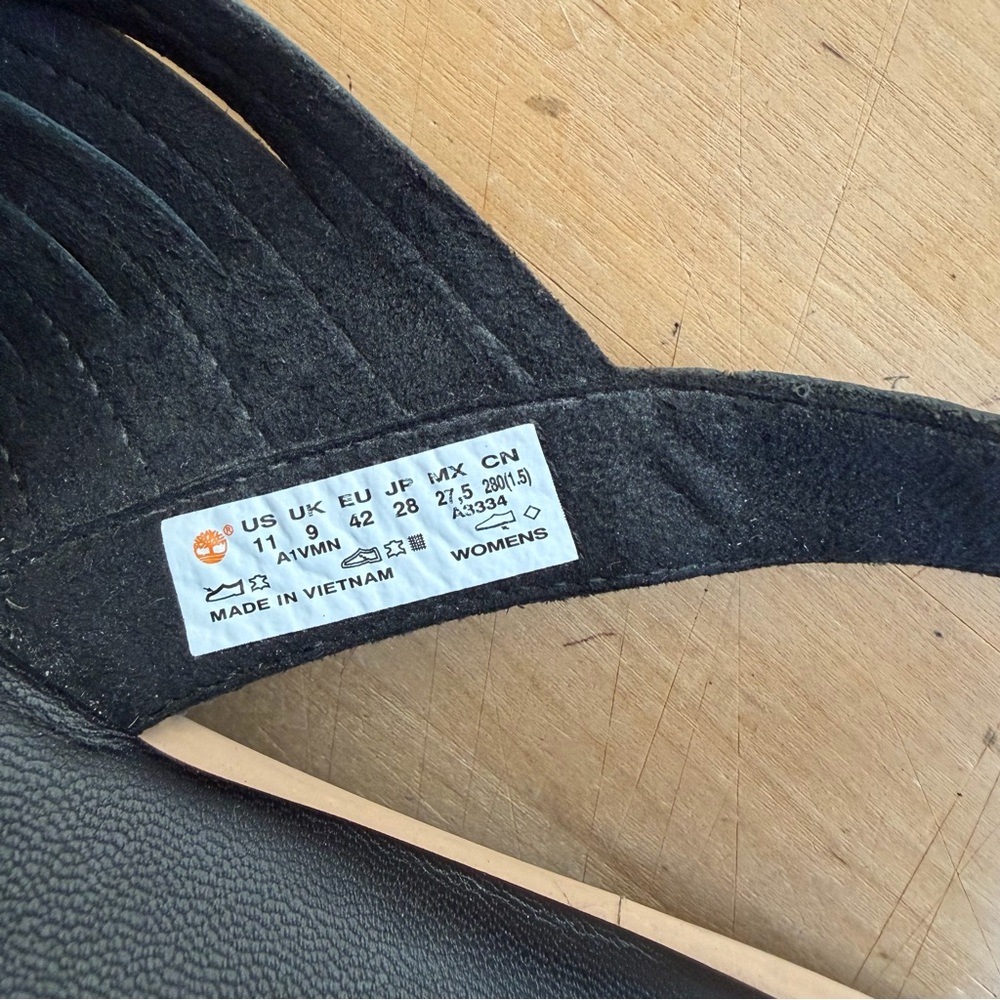Timberland Adley Shore Black Leather Cross Band Sandals | Women’s Size 11 | EUC - Picture 6 of 8